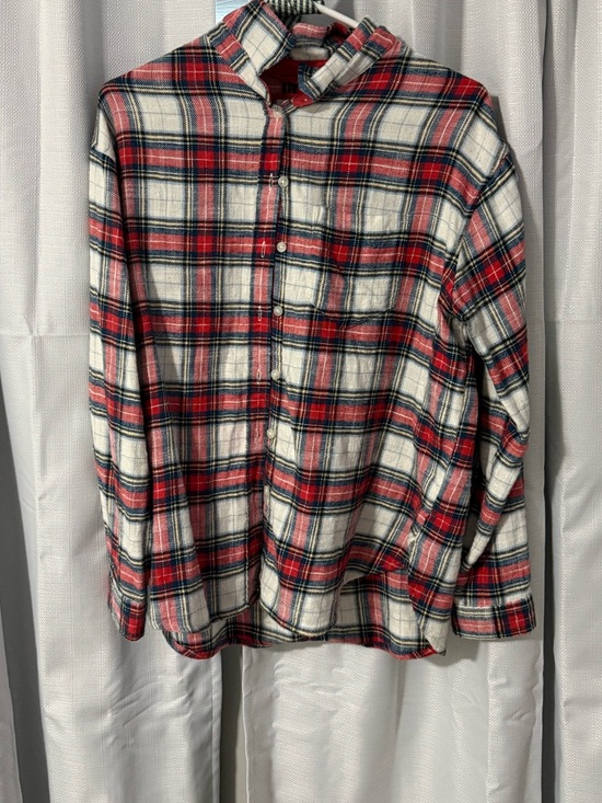 American Eagle Outfitters Tops - American Eagle Outfitters Red and White Plaid Button-Down Shirt